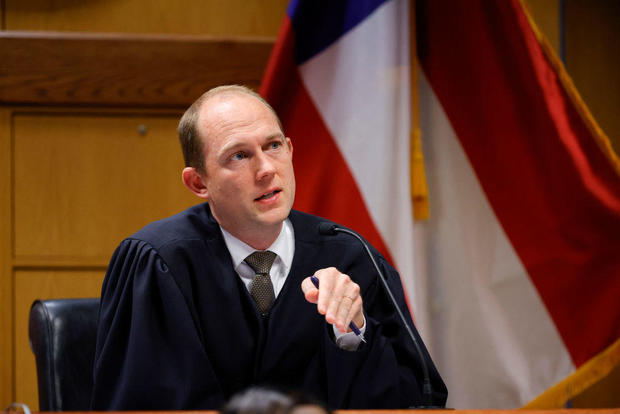 Fulton County Superior Judge Scott McAfee presides during final arguments in the District Attorney Fani Willis disqualification hearing at the Fulton County Courthouse on March 1, 2024, in Atlanta. 