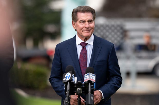 Steve Garvey, a Senate candidate in California, speaks to the media on Tuesday, Feb. 27, 2024.