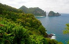 The coastline of Vaiava Natural National Monument is seen in Vatia Bay, Tutuila Island, American Samoa. 