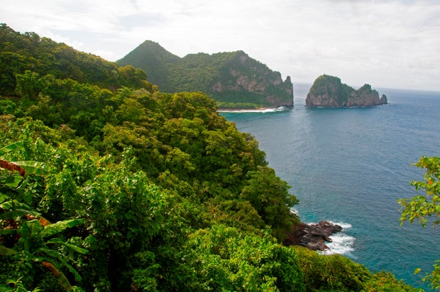 The coastline of Vaiava Natural National Monument is seen in Vatia Bay, Tutuila Island, American Samoa.