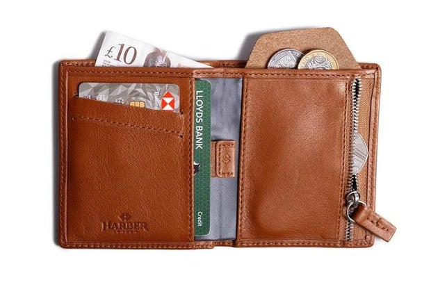 Harber London Leather Bifold Zip Wallet