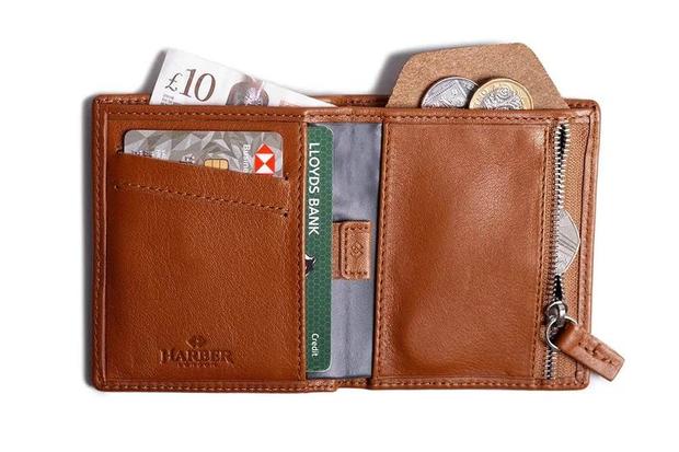 Harber London Leather Bifold Zip Wallet 