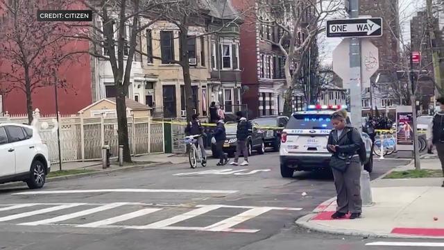 Crime scene tape blocks off a street in the Bronx. 