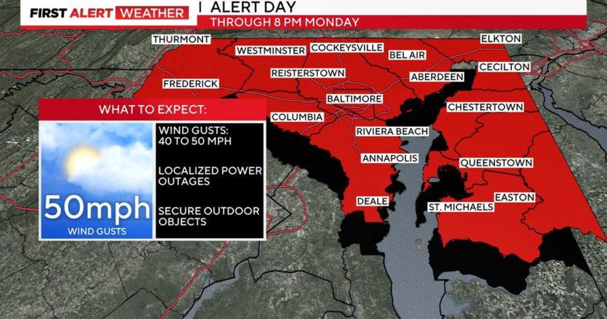Maryland Weather: Alert Day through Monday for strong winds