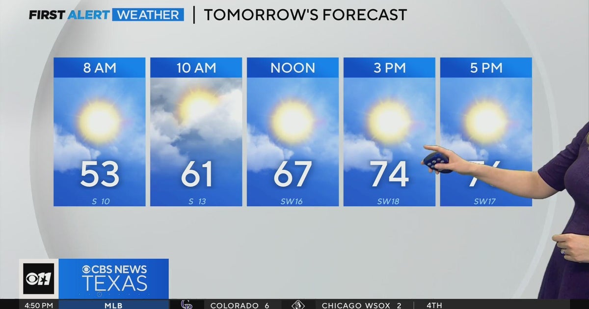 Partly cloudy skies, breezy and highs in the 70s for North Texas - CBS ...