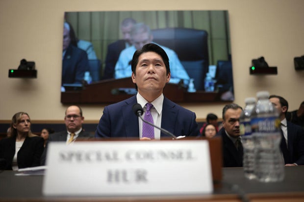Former special counsel Robert Hur prepares to testify to the House Judiciary Committee on March 12, 2024 in Washington, D.C.