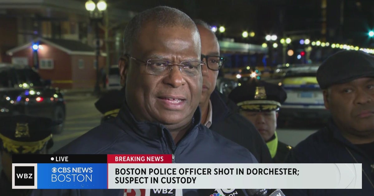 Police provide update after officer shot in Dorchester - CBS Boston
