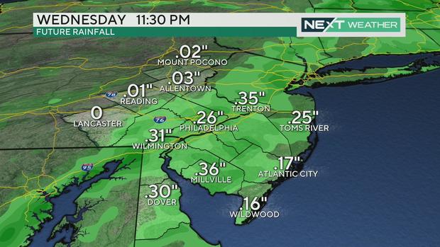 Rain totals forecast for Wednesday, March 27, 2024 