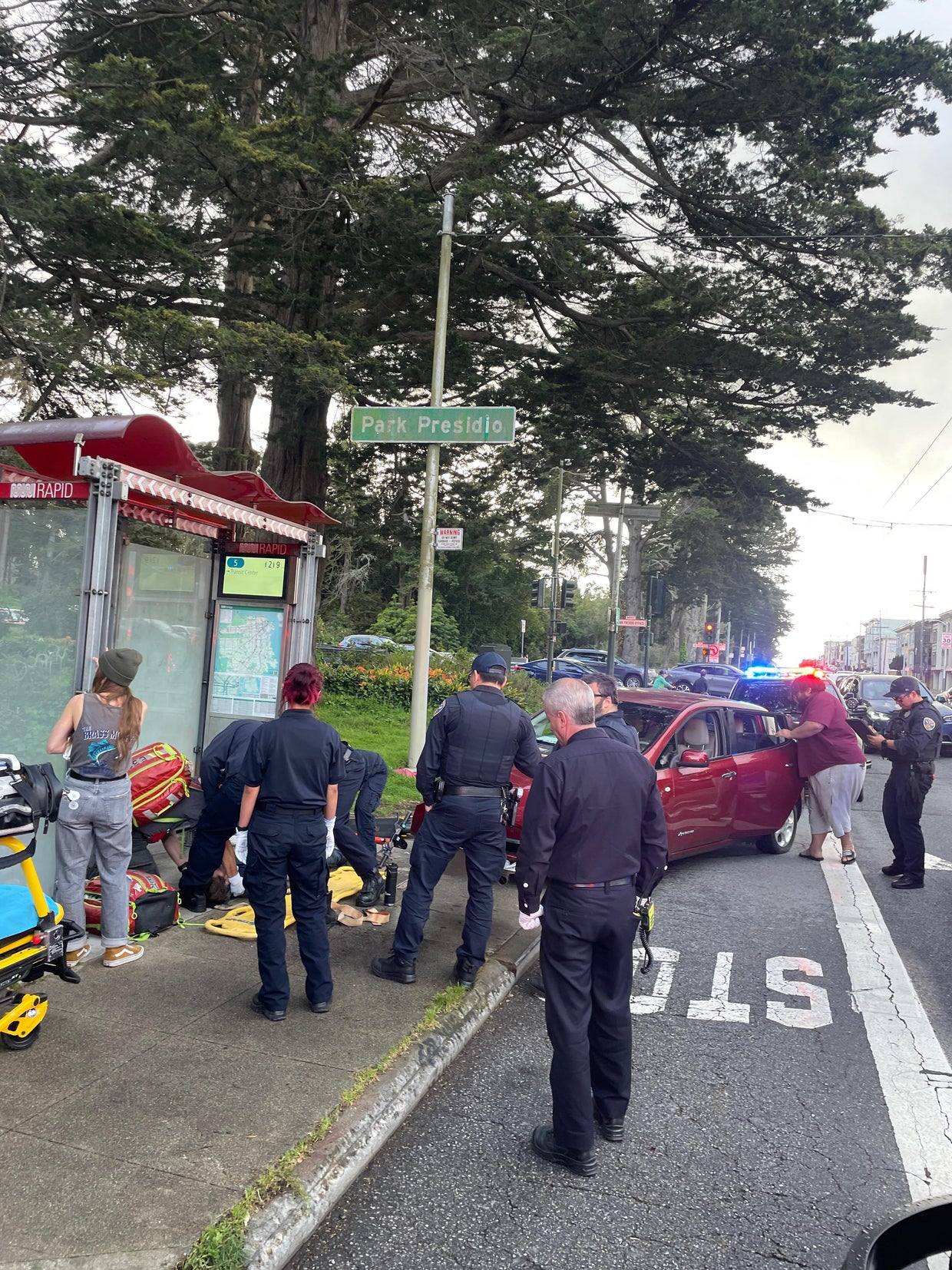 Pedestrian hit by car at San Francisco bus shelter - CBS San Francisco
