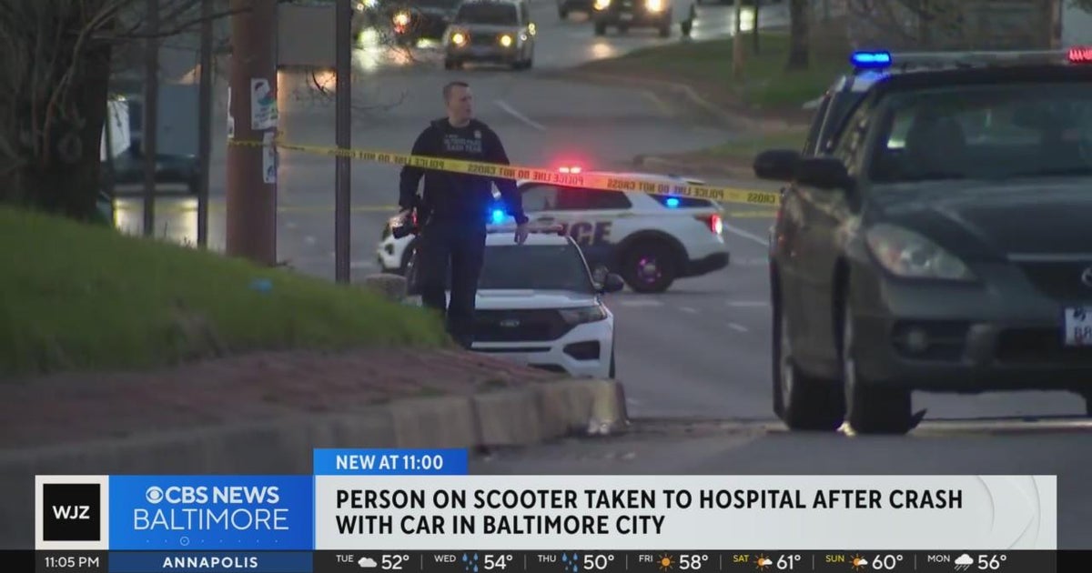 Person riding scooter struck by car in Baltimore - CBS Baltimore