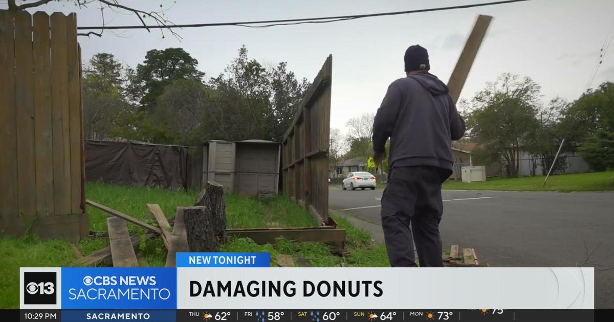 Sacramento man says his fence was damaged by driver doing donuts