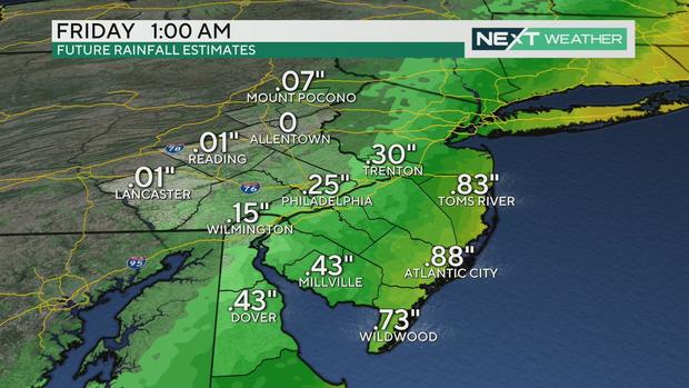Rain totals by Friday morning, March 29 