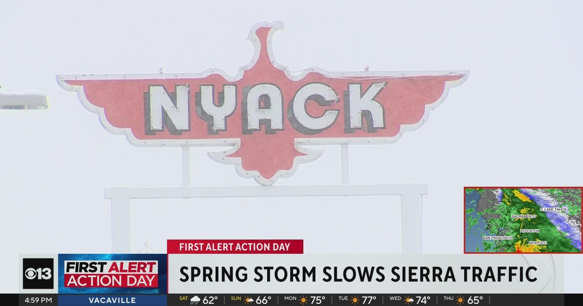Sierra spring snow storm slows traffic Friday