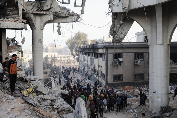 Aftermath of a two-week Israeli operation at Al Shifa Hospital and the area around it