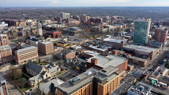 Aerial View of Ann Arbor and the University of Michigan 