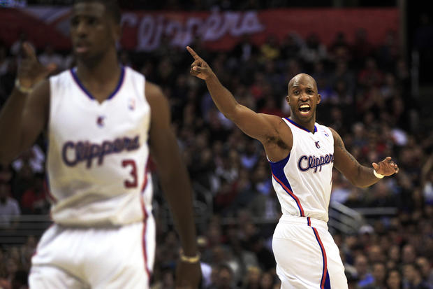 Chauncey Billups calls out to teammates during his first game back from injury. The Los Angeles Cli 
