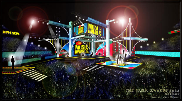 A preview of the main stage at the 2024 CMT Music Awards 