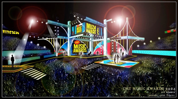A preview of the main stage at the 2024 CMT Music Awards