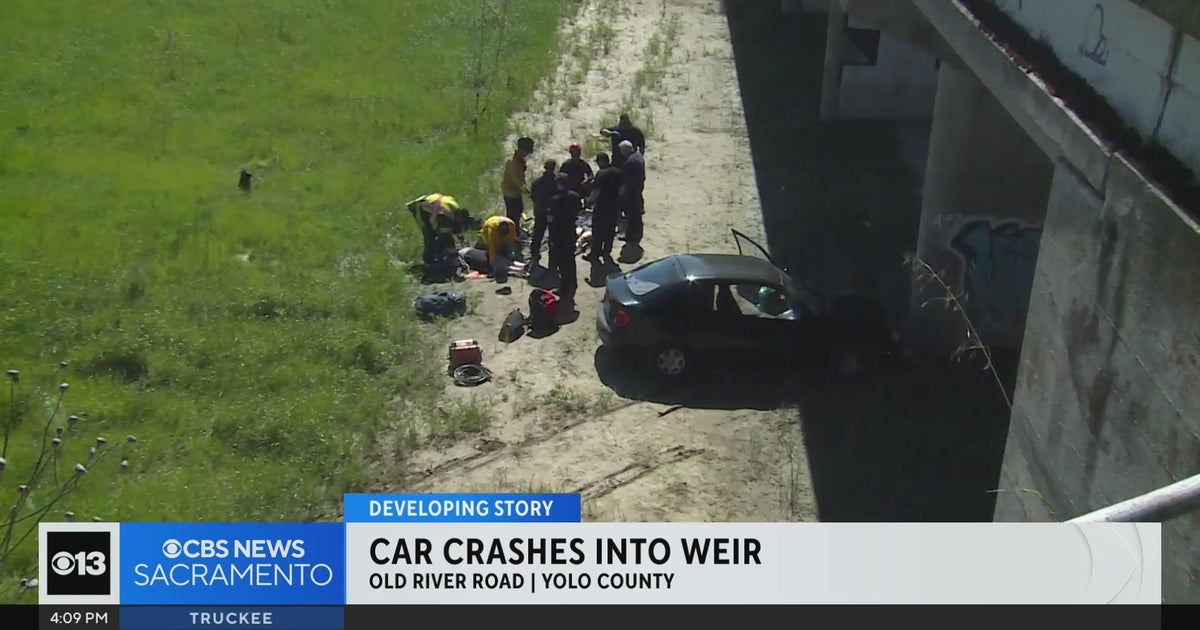 Car crashes into weir in Yolo County