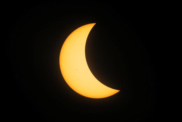 A partial solar eclipse is seen from Mazatlan, Mexico, on April 8, 2024. 