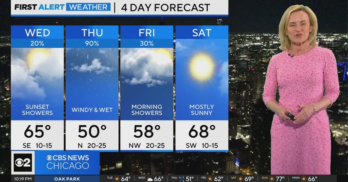 Sunset showers Wednesday, windy and wet Thursday in Chicago - CBS Chicago