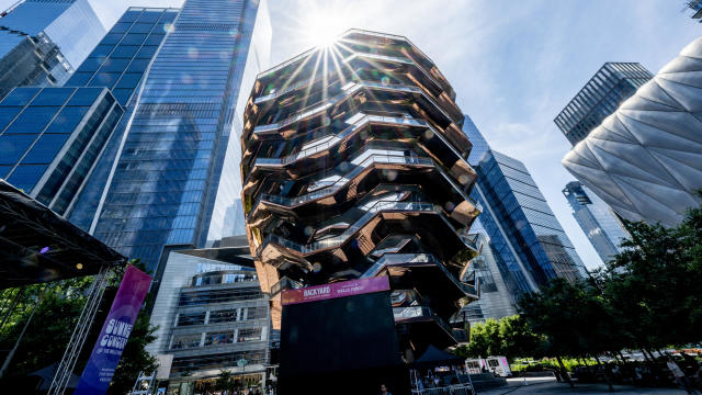 A view from inside the "Vessel" in Hudson Yards in Manhattan on July 13, 2022 in New York City. 