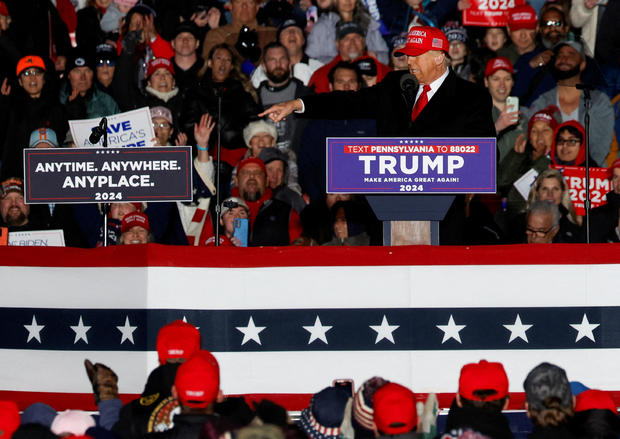 Former U.S. President Trump holds campaign rally in Schnecksville, Pennsylvania 