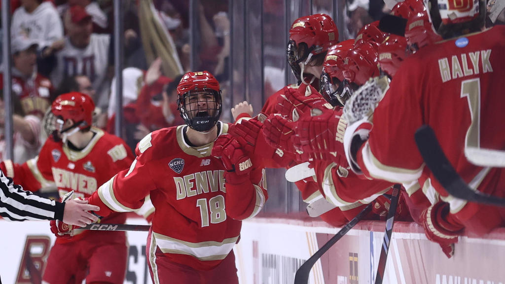 University of Denver men's hockey team wins national championship
against Boston College