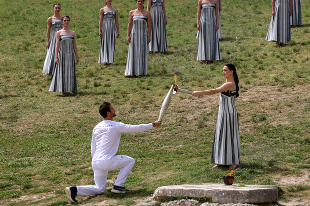 The Olympic flame is lit in Olympia 