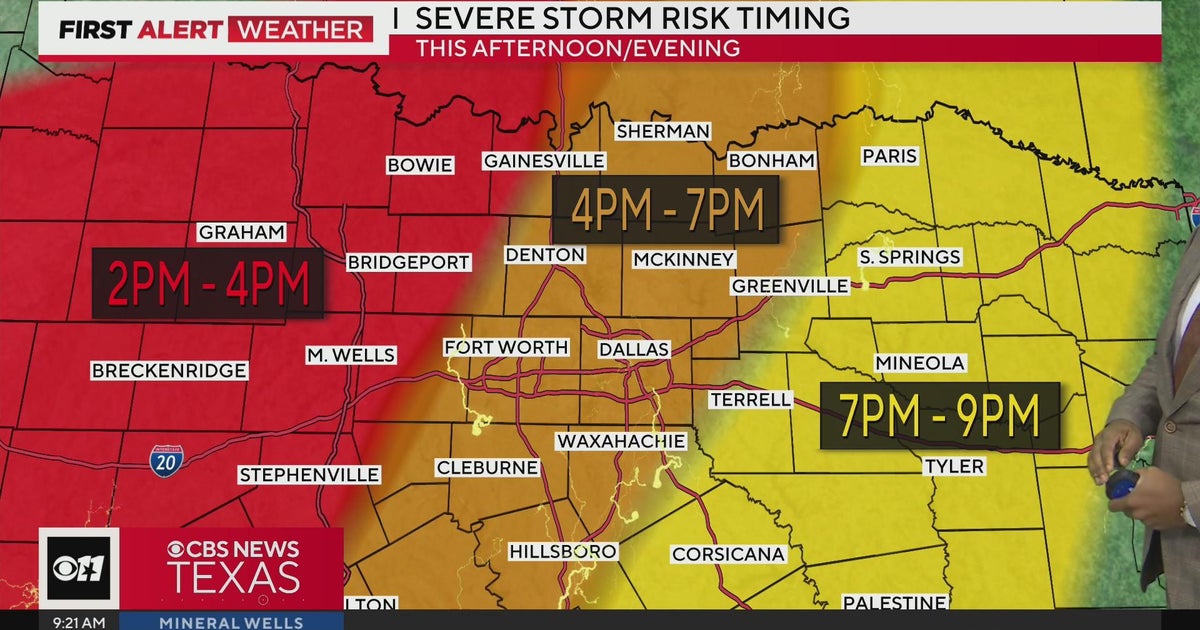 Severe storm risk timing for North Texas - CBS Texas