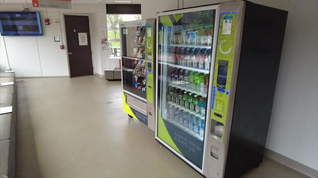 Two vending machines in a Nassau Community College building. 
