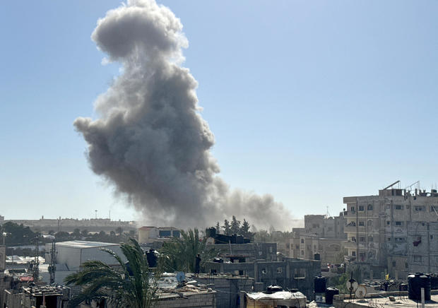 Smoke rises following Israeli strikes in Rafah 