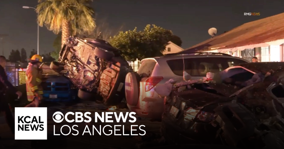 Violent crash leaves three hospitalized in Van Nuys - CBS Los Angeles