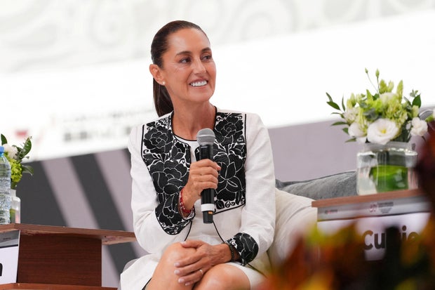 Mexican presidential candidate Claudia Sheinbaum participates in the banking convention in Acapulco