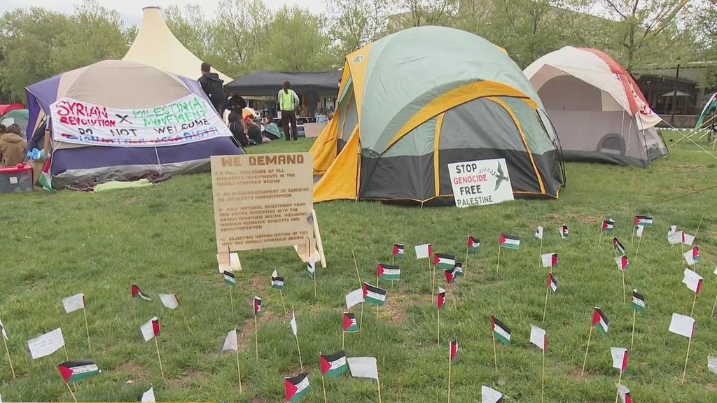 Encampment protesting war in Gaza near University of Pittsburgh enters
3rd day