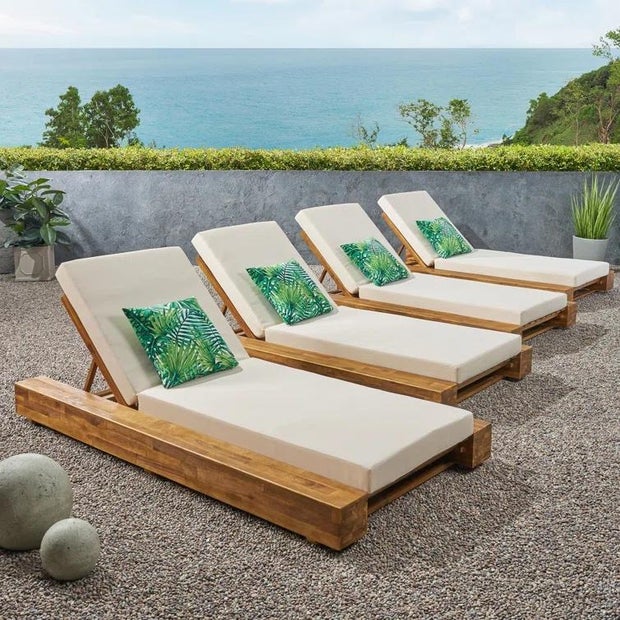 All Modern Lyor Outdoor Acacia Chaise Lounge Set