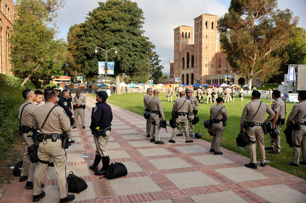 Police Patrol UCLA Campus After Attack On Student Encampment 