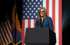 Arizona Gov. Katie Hobbs gives a speech at the Tempe Center for the Arts on Sep. 28, 2023 in Tempe, Arizona. 