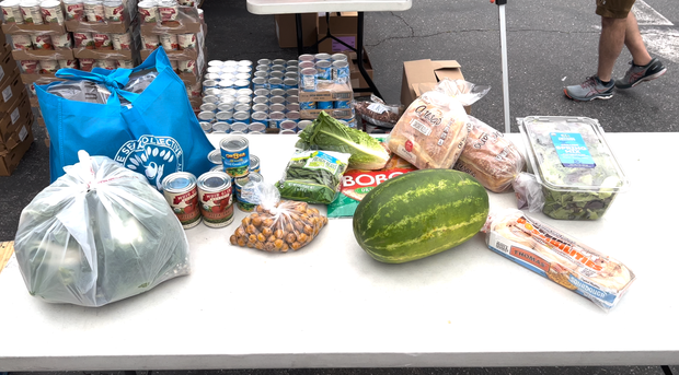 This week's kit included watermelon, romaine, English muffins and more