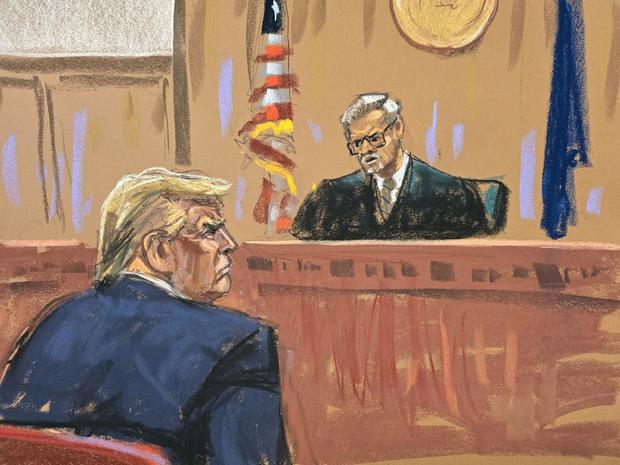 Judge Juan Merchan addresses the court during former President Donald Trump's criminal trial in New York on Monday, May 6, 2024. 