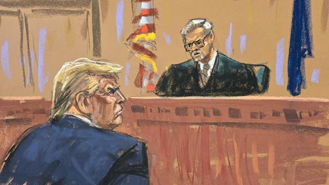 Former President Donald Trump arrives to court for his trial on May 6, 2024, in New York City. 