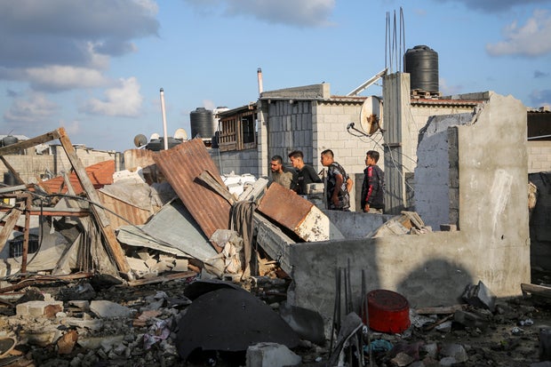 Aftermath of an Israeli attack on a house in Rafah
