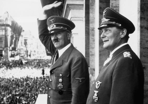 Adolf Hitler and Hermann Goering on balcony of the Reichs Chancellery 