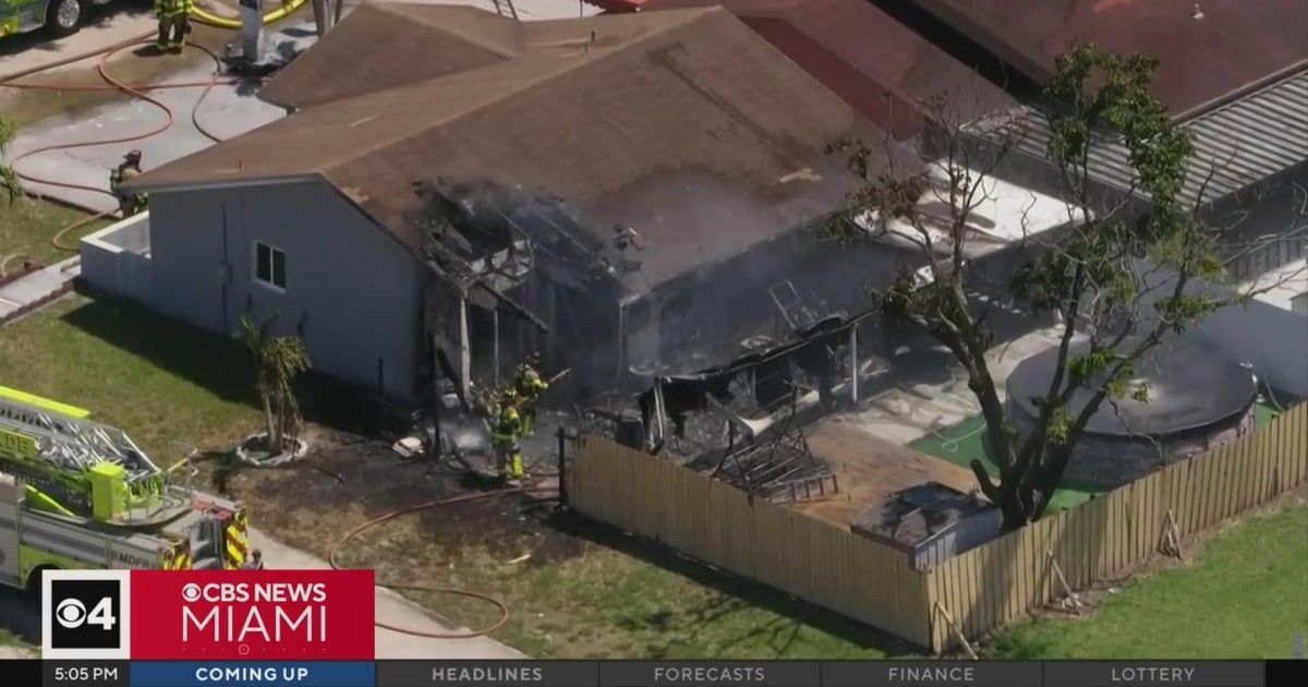 Family displaced by Miami Gardens house fire, pet dies in blaze - CBS Miami