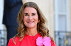Philanthropist Melinda French Gates arrives for a meeting at the Elysee Palace on June 23, 2023, in Paris, France. 