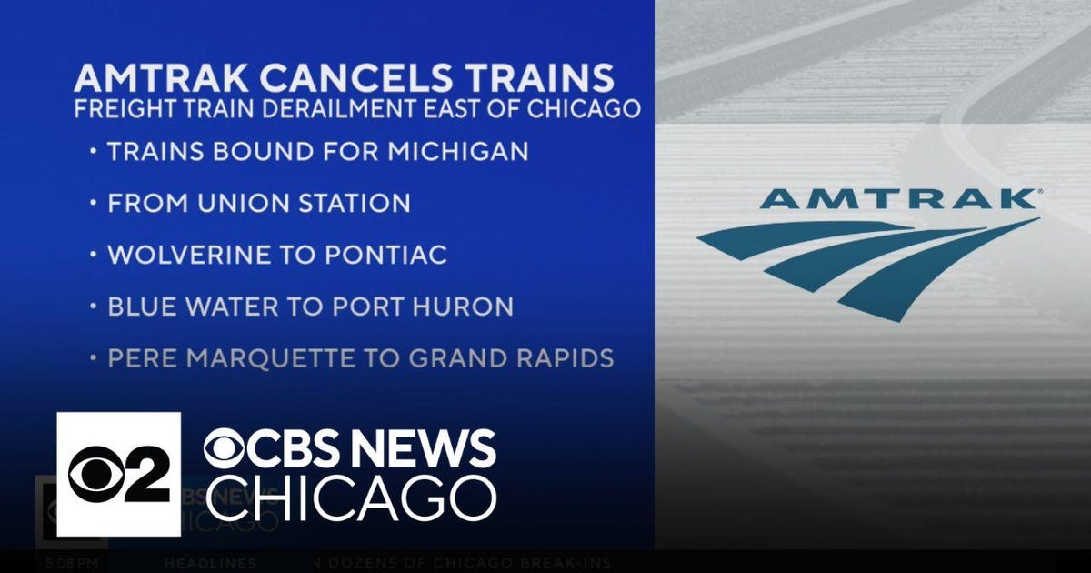 Amtrak cancels trains from Chicago after freight train derailment - CBS ...