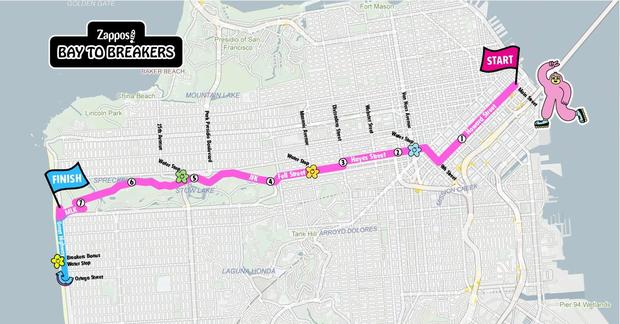 Bay to Breakers race route map 