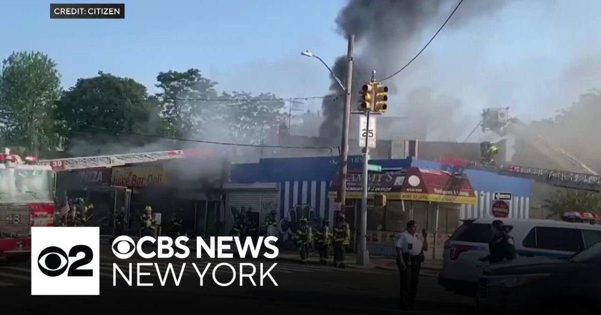 3 firefighters hurt after fire destroys 3 Bronx businesses - CBS New York
