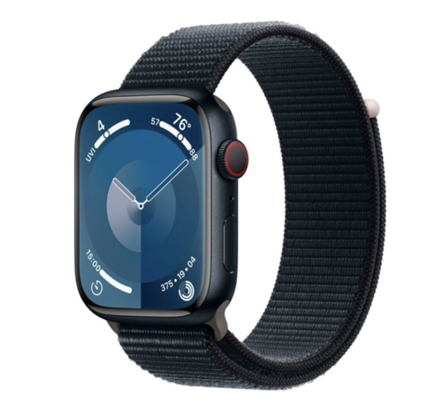 Apple Watch Series 9 (GPS + Cellular) 45mm Midnight Aluminum Case with Midnight Sport Loop with Blood Oxygen - Midnight 