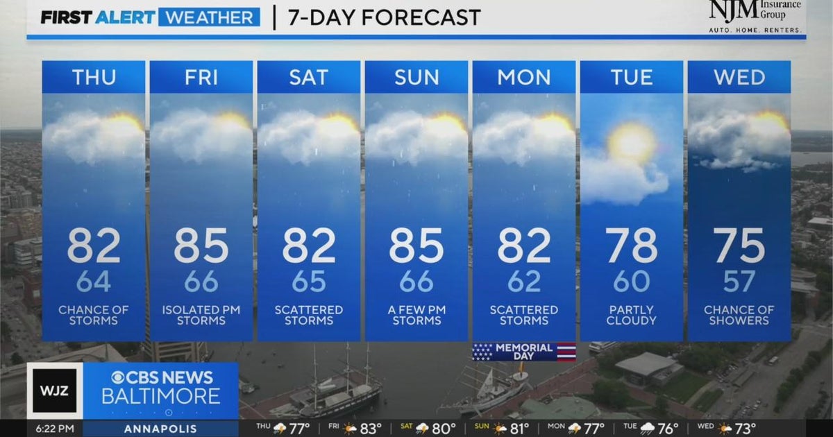 Unsettled weather pattern through Memorial Day - CBS Baltimore